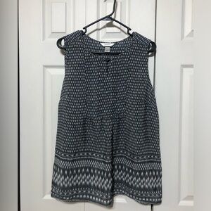 C.J. Banks Navy Blue and White Patterned Sleeveless Tank Summer Top Size X